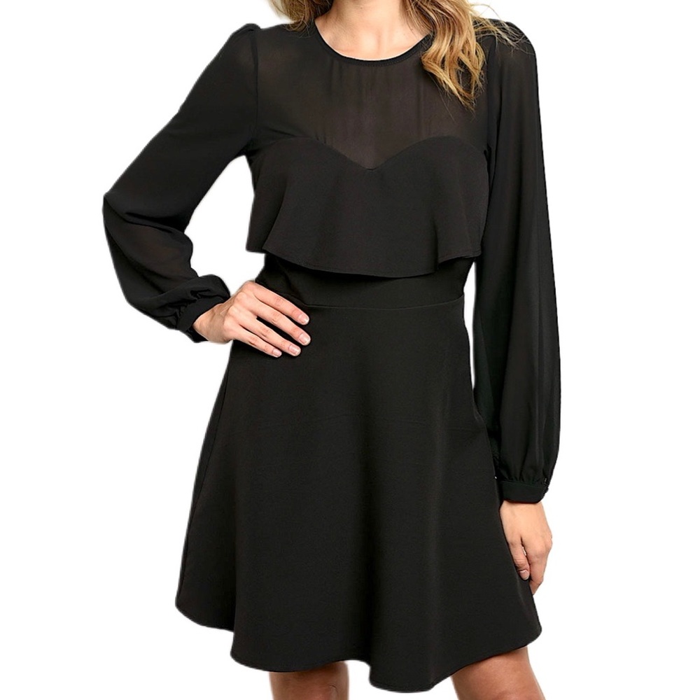 DEE ELLY long sleeve barrel cuff a-line dress